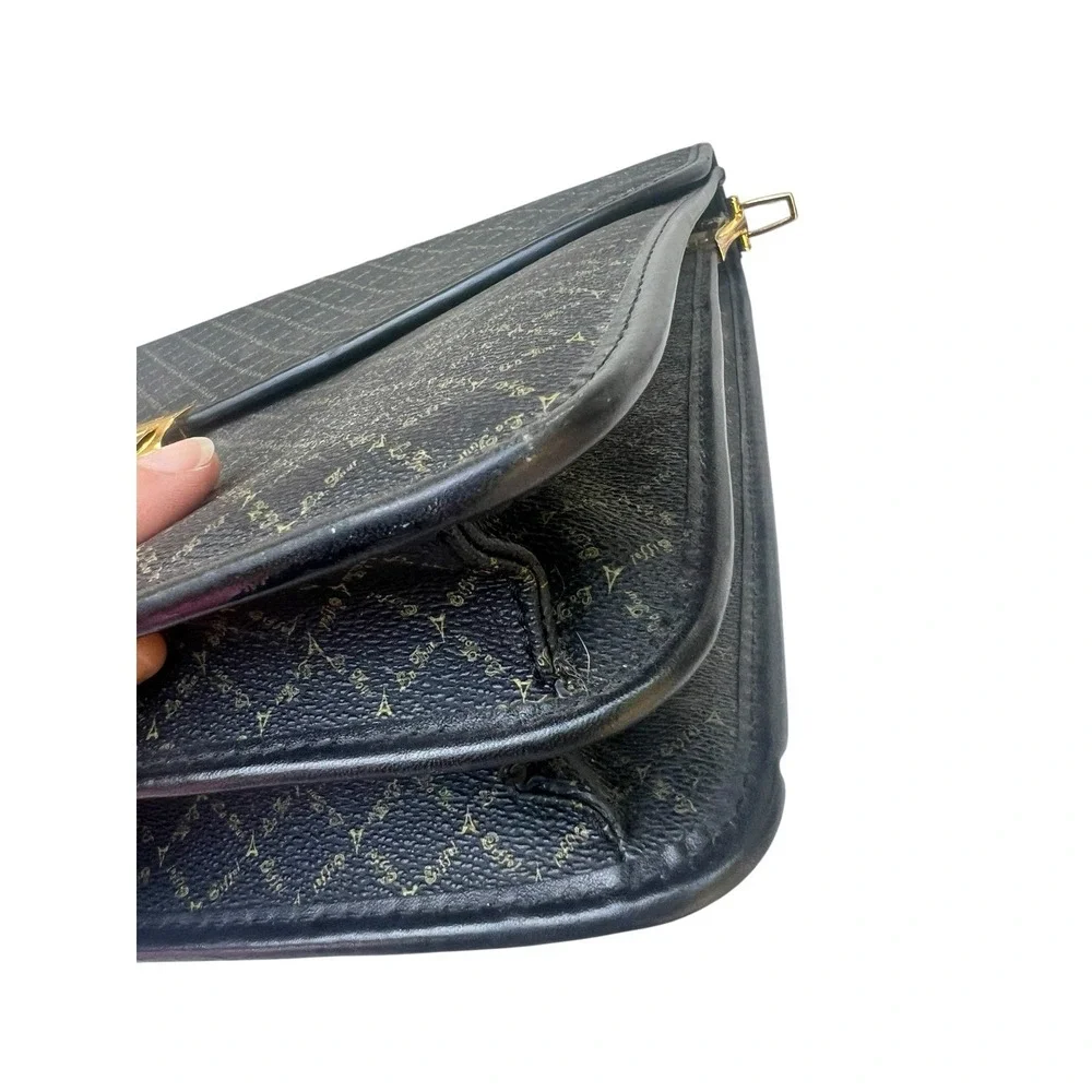 Vintage La Tour Eiffel Paris Black Monogram Briefcase Messenger Shoulder Bag 16